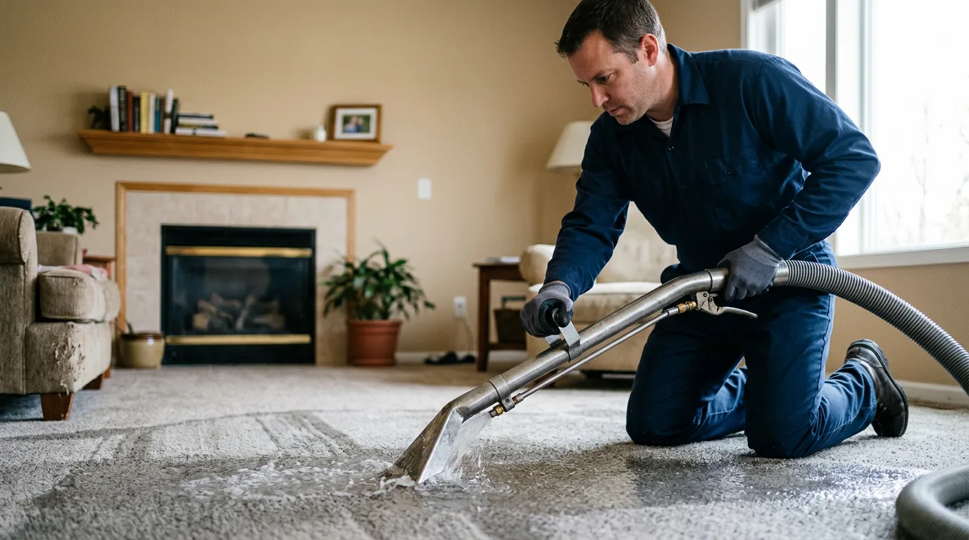 Water damage restoration technician working near King George, VA